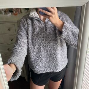 THE SOFTEST SHERPA Quarter zip mock neck sweatshirt